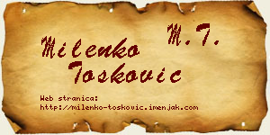 Milenko Tošković vizit kartica